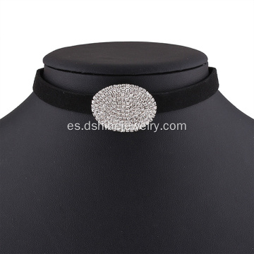 Declaración lujo gargantilla de terciopelo negro cristal piedra collar